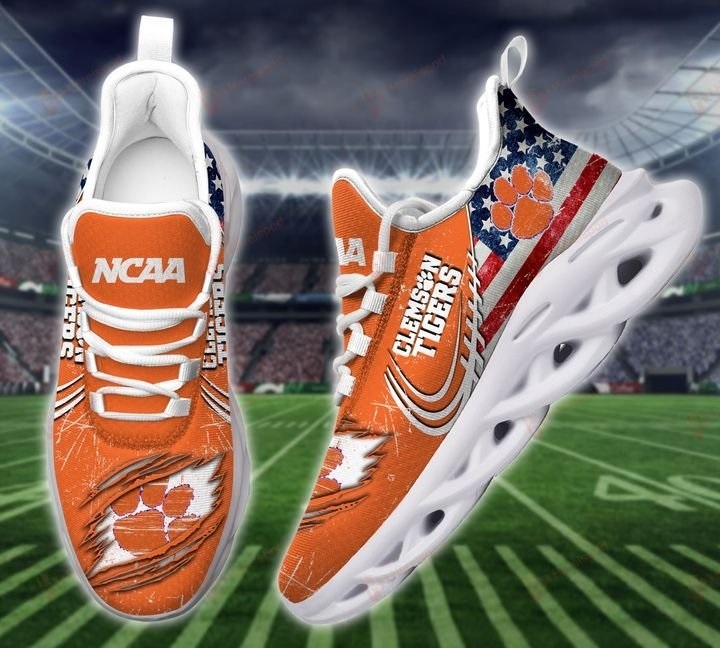 America flag NCAA Clemson Tigers max soul shoes