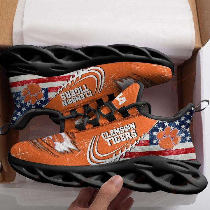 America flag NCAA Clemson Tigers max soul shoes