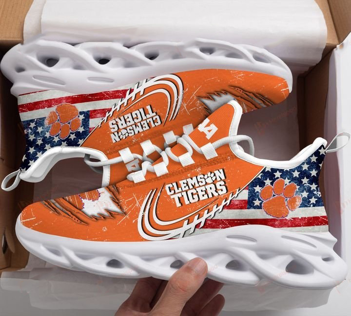 America flag NCAA Clemson Tigers max soul shoes