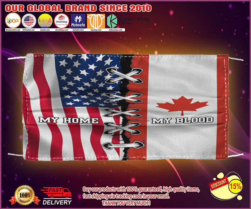American flag my home my blood canada face mask 1