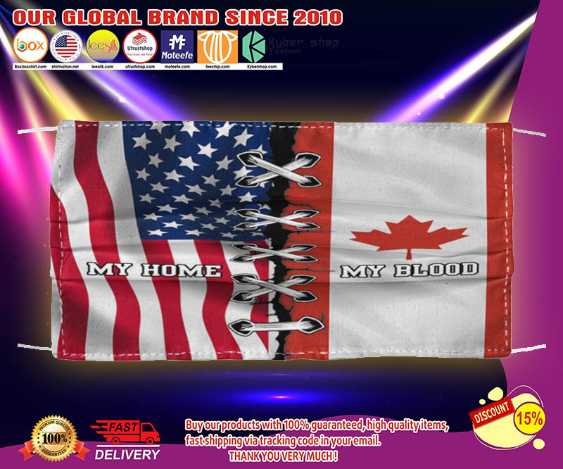 American flag my home my blood canada face mask 2
