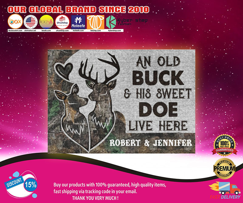 An old buck and his sweet doe live here custom name doormat2