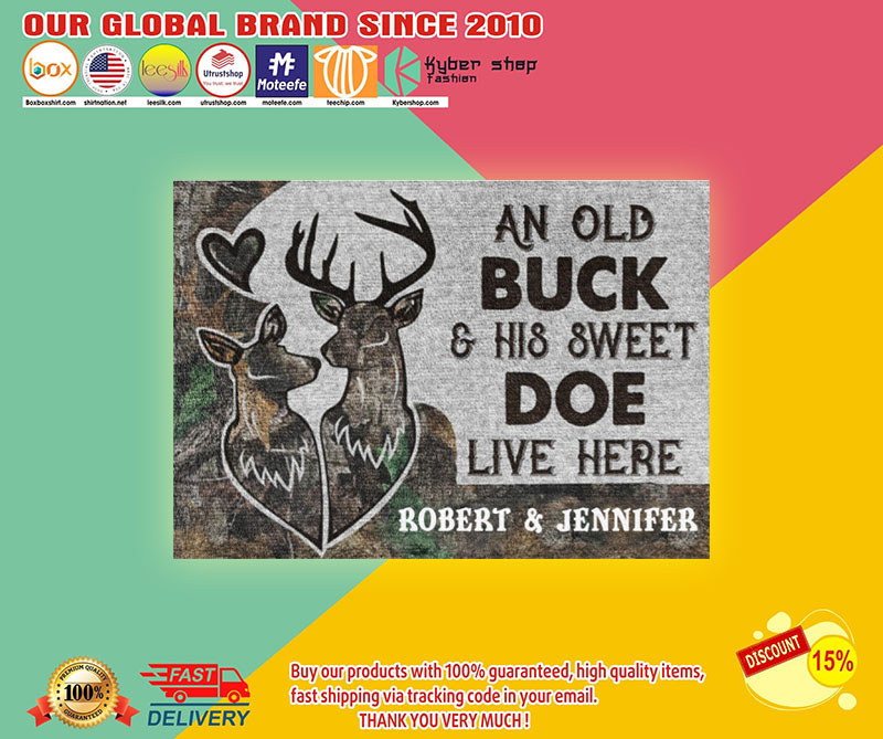 An old buck and his sweet doe live here custom name doormat3