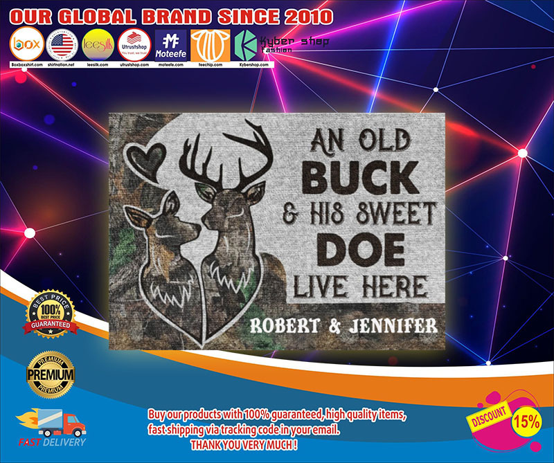 An old buck and his sweet doe live here custom name doormat4