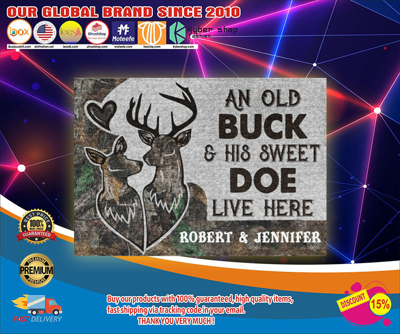 An old buck and his sweet doe live here custom personalized name doormat1