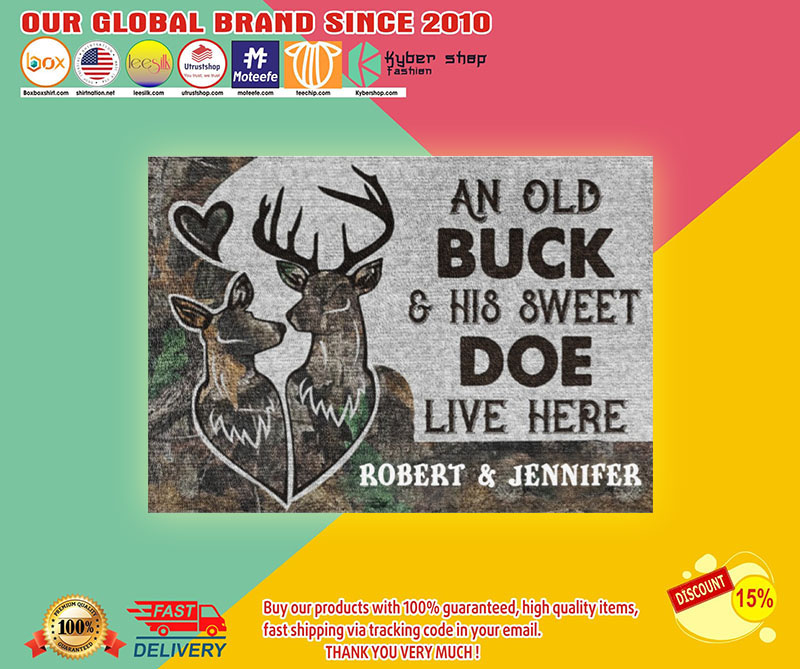 An old buck and his sweet doe live here custom personalized name doormat2