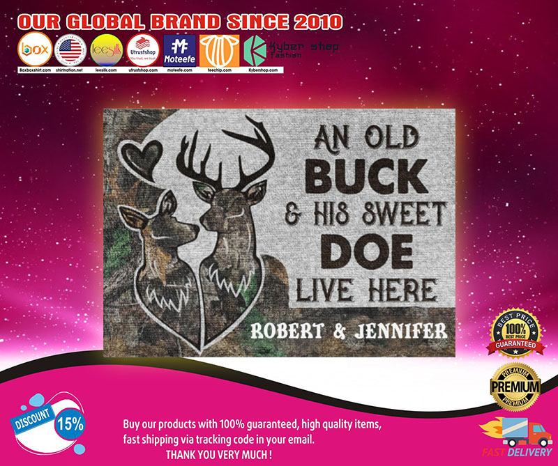 An old buck and his sweet doe live here custom personalized name doormat3