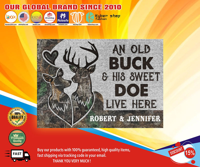 An old buck and his sweet doe live here custom personalized name doormat4
