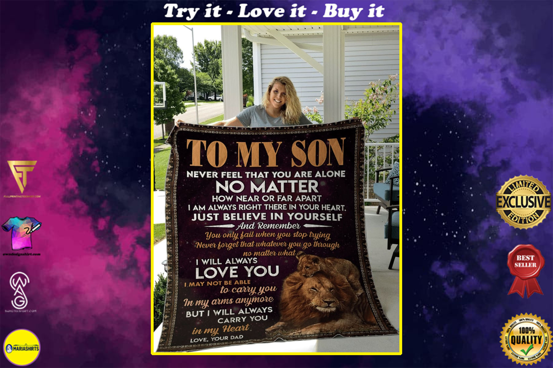 [highest selling] lion to my son never feel that you are alone i will always love you your dad blanket – maria