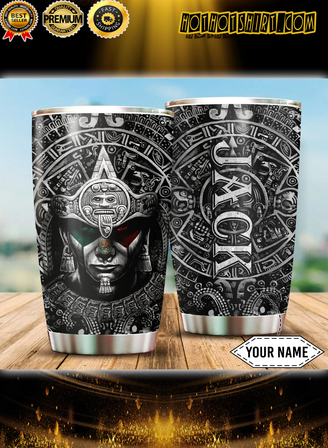 Aztec mexico custom name stainless steel tumbler