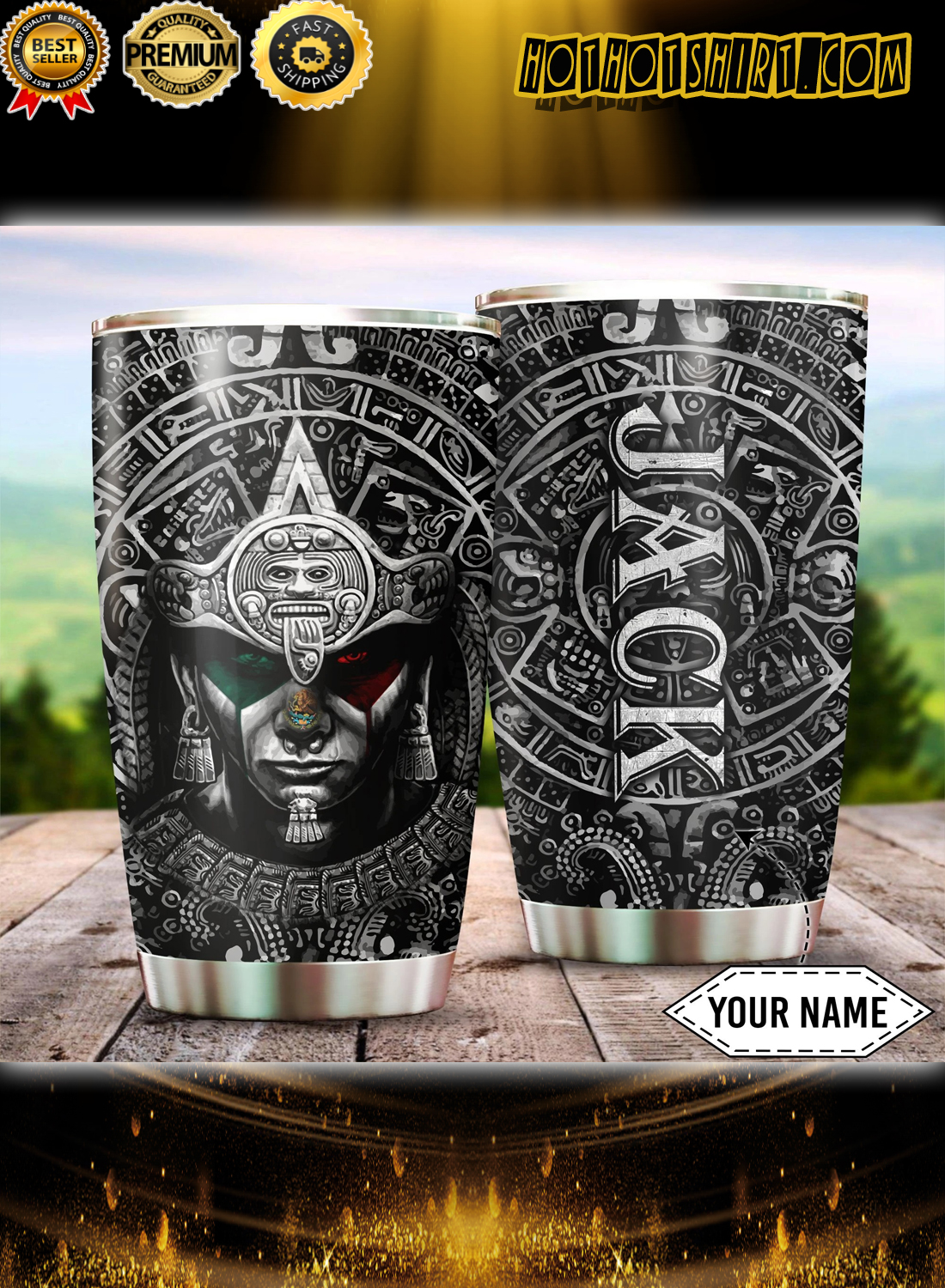 Aztec mexico custom name stainless steel tumbler