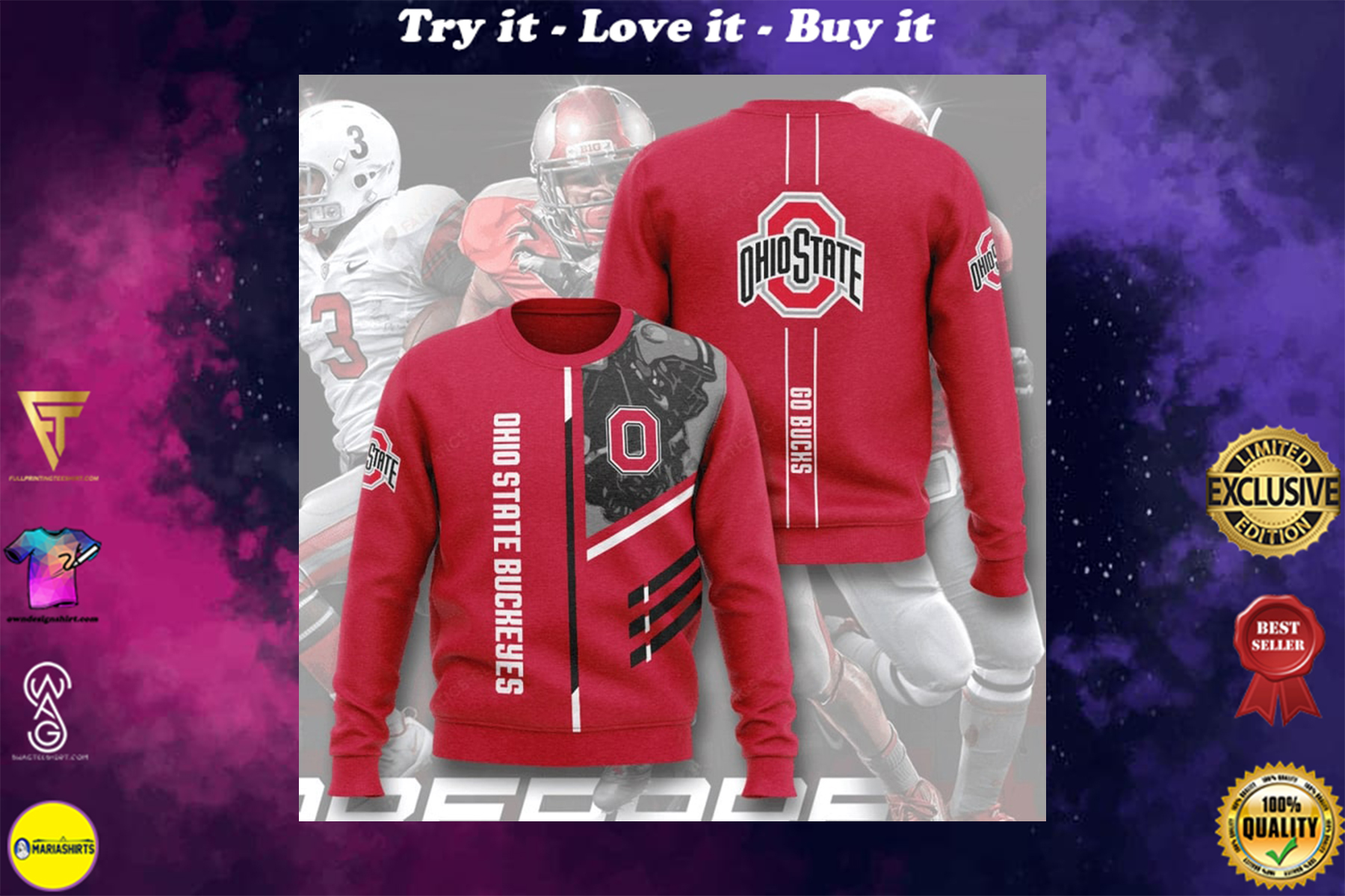 [highest selling] ohio state buckeyes football go bucks full printing ugly sweater – maria (Copy)