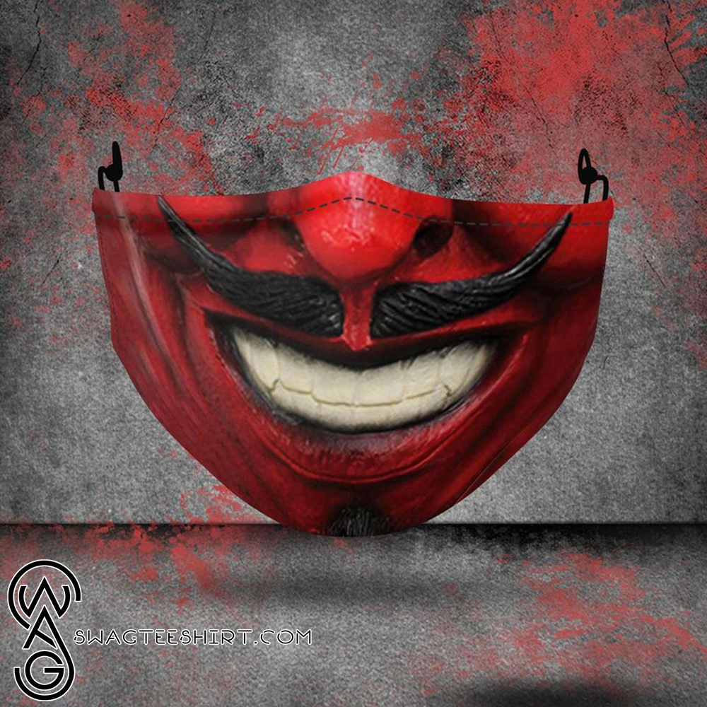 halloween red devil all over printed face mask – maria