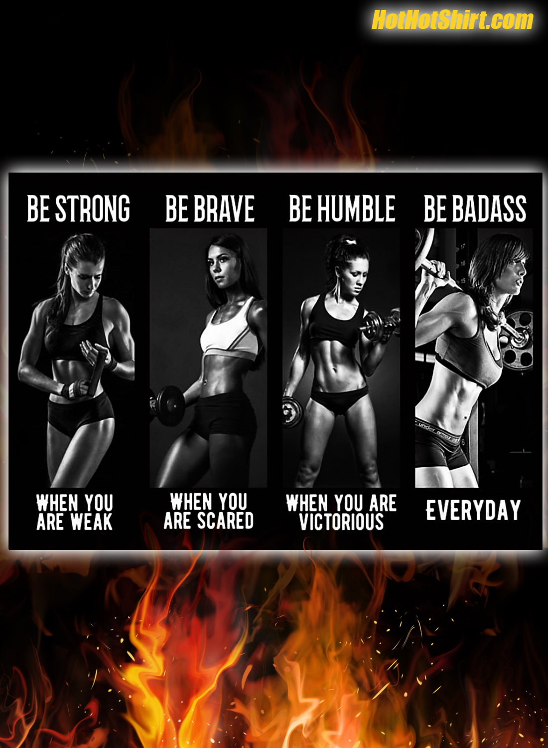 Bodybuilding Girl be strong be brave be humble be badass poster 1