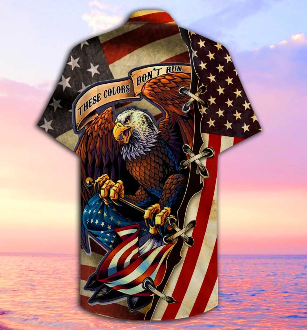 American eagle fly flag unisex hawaiian shirt 2