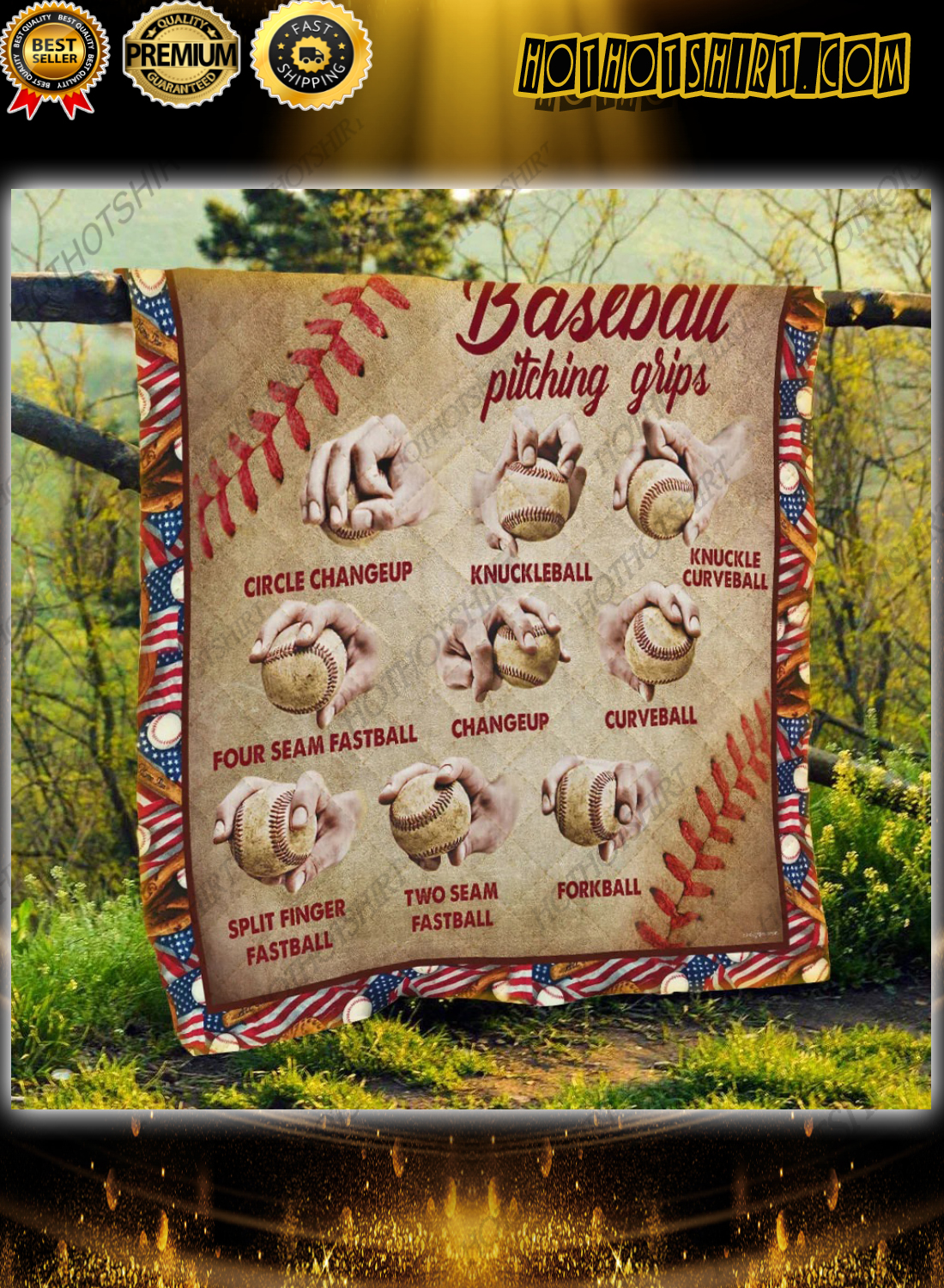 Baseball Pitching Grips Quilt Blanket 2