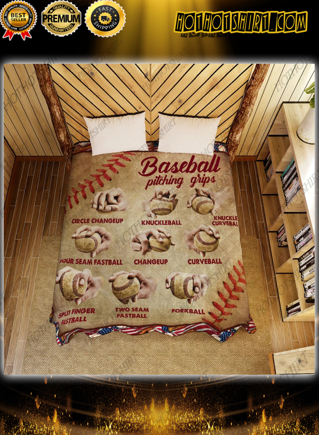 Baseball Pitching Grips Quilt Blanket 3