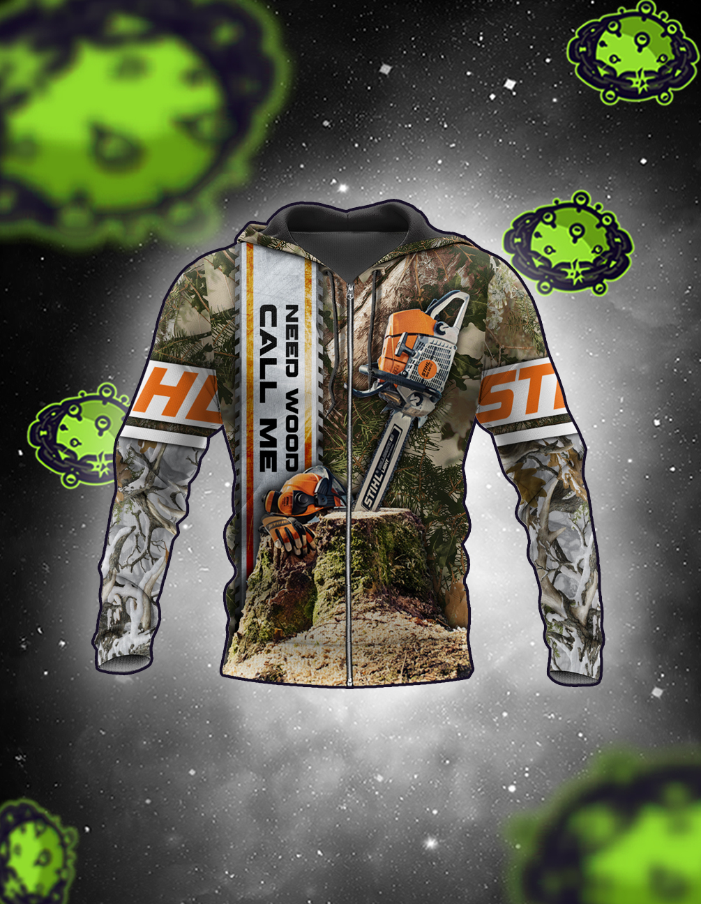 Chainsaw need wood call me 3D all over printed zip hoodie