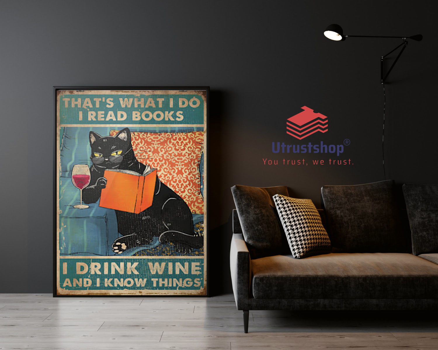 Black cat that's what I do I read books I drink wine and I know things poster2