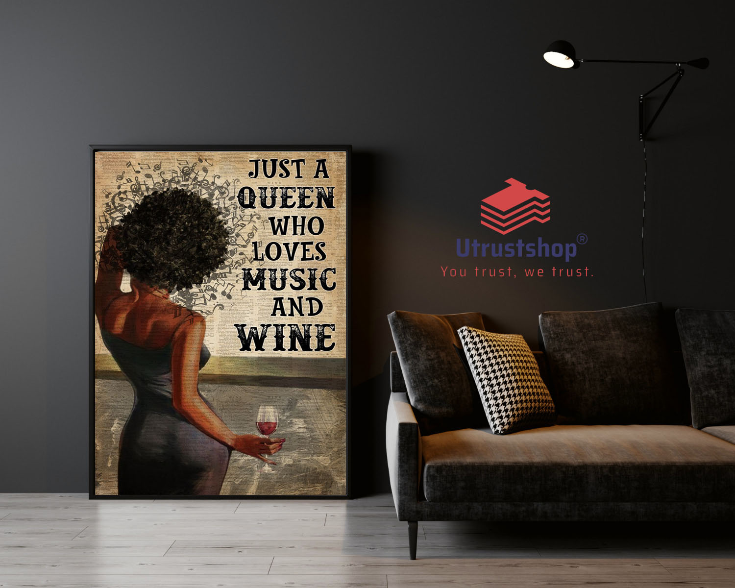 Black girl Just a queen who loves music and wine poster2