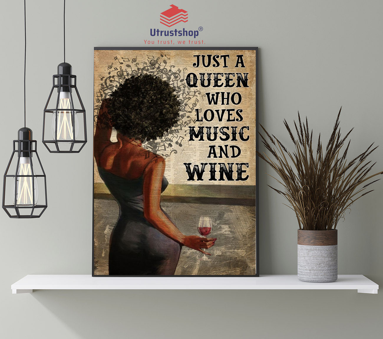 Black girl Just a queen who loves music and wine poster4