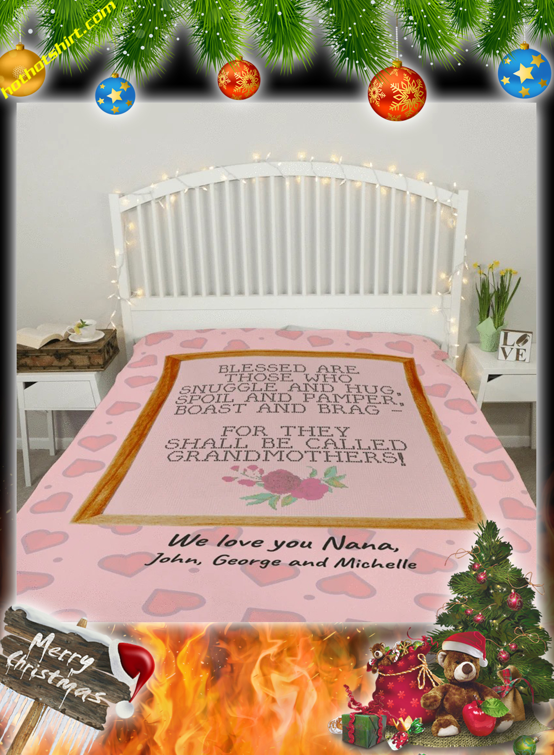 Blessed are those who snuggle and hug grandmothers personalized custom blanket 2