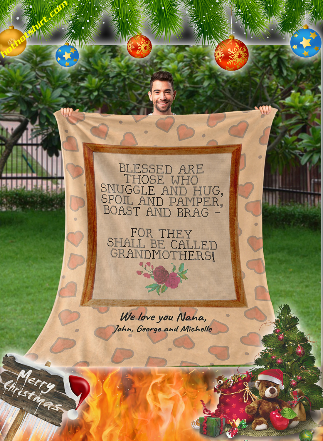 Blessed are those who snuggle and hug grandmothers personalized custom blanket