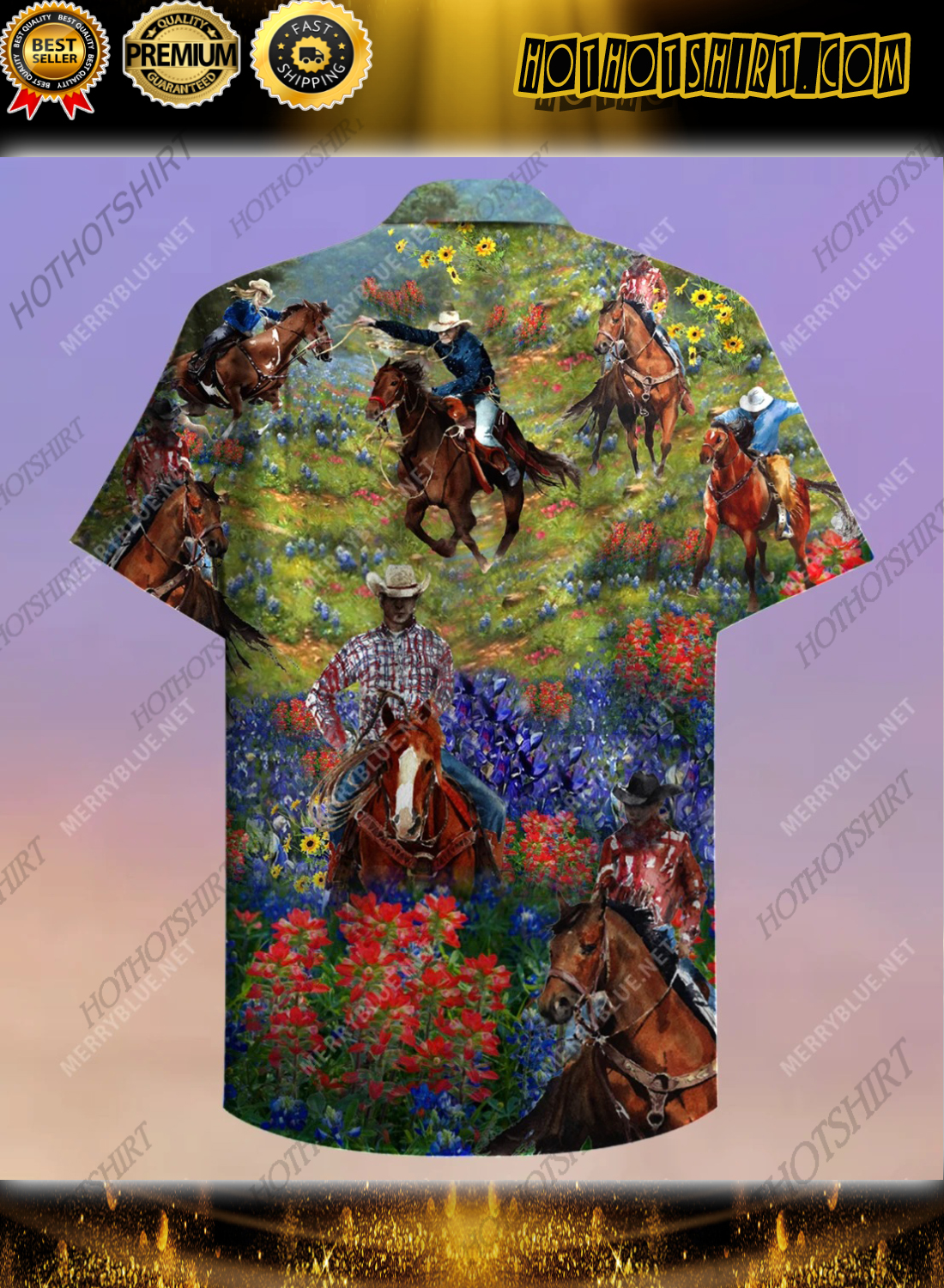 Bluebonnet And Texas Cowboy Hawaiian Shirt 2