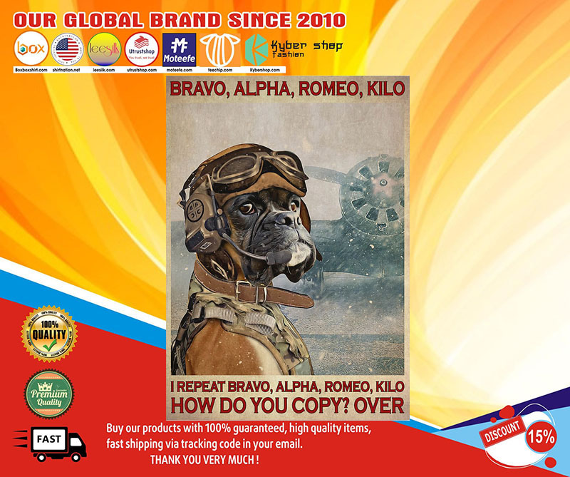 Boxer Dog Pilot bravo alpha romeo kilo poster