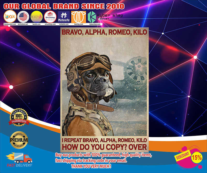 Boxer dog Pilot bravo alpha romeo kilo poster4