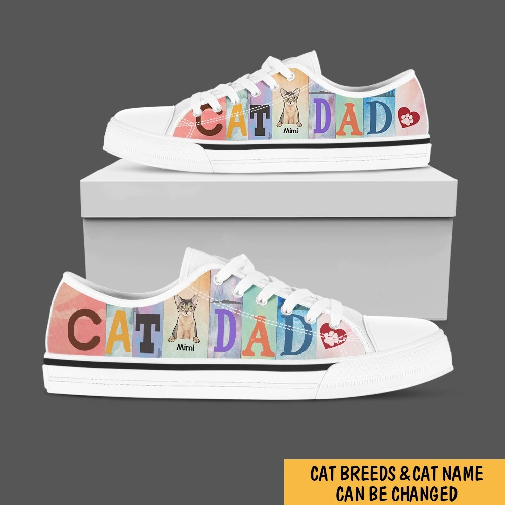 Personalized Cat Dad Low Top Shoes