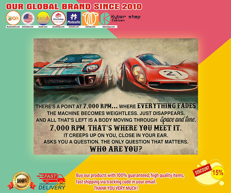 Car racing there's a point at 7000 RPM poster3