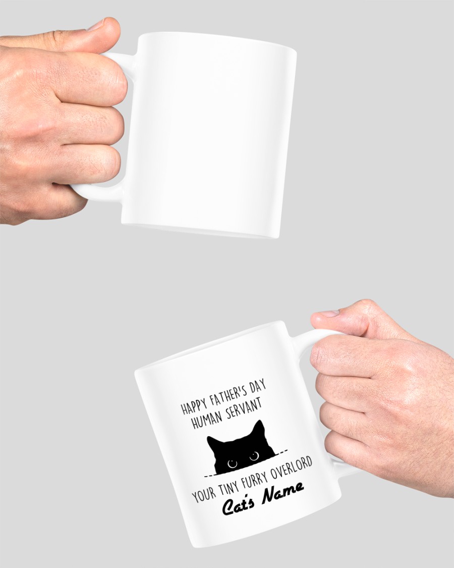 Cat Happy father's day human servant your tiny furry overload custom name mug2