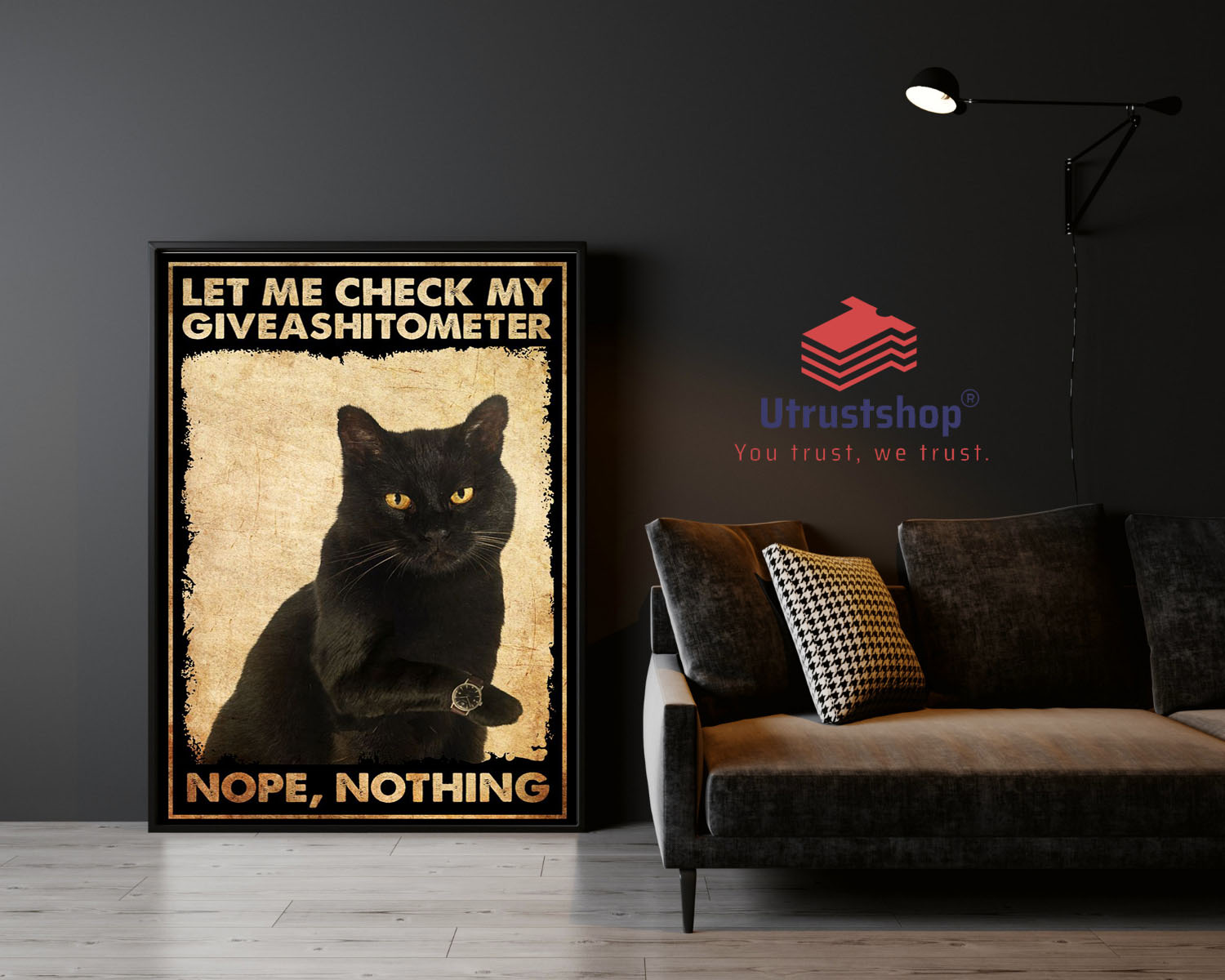 Cat Let me check my giveashitometer mope nothing poster2