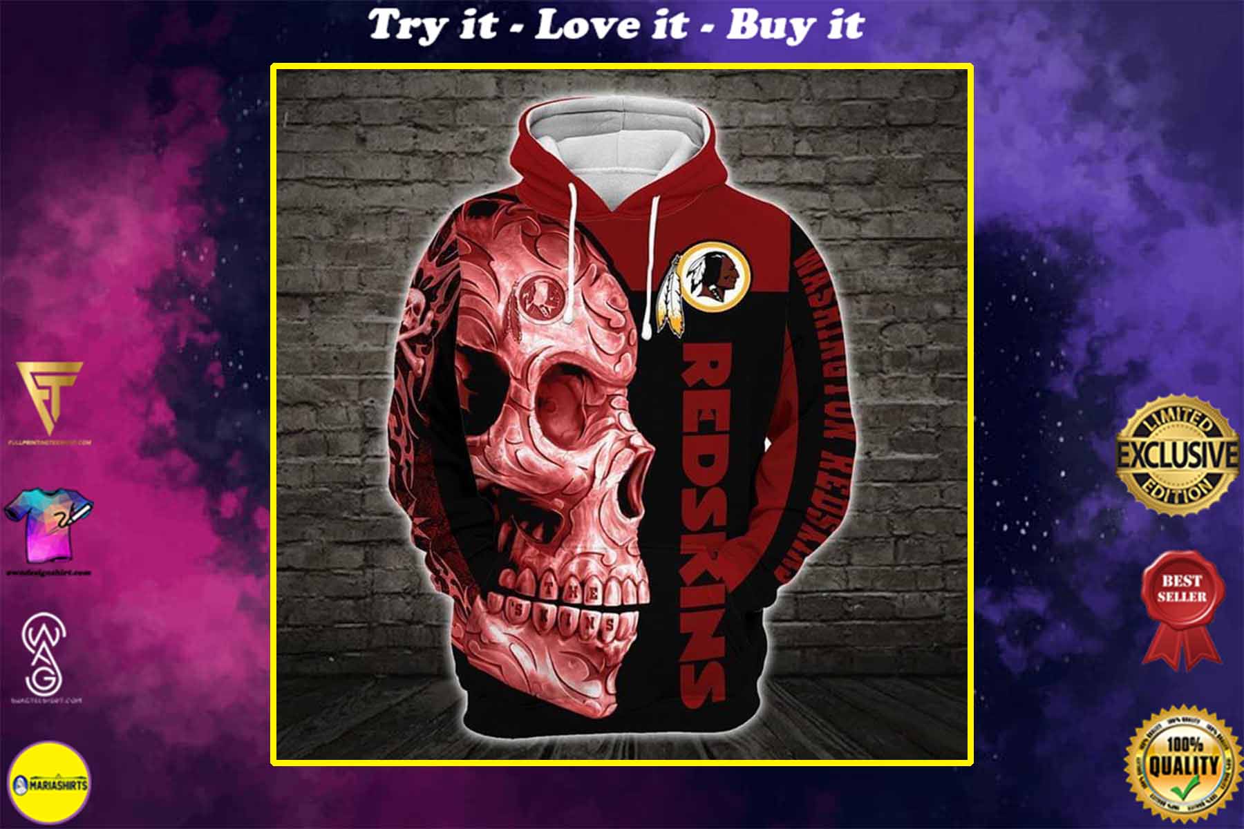 [highest selling] sugar skull washignton redskins football team full over printed shirt - maria
