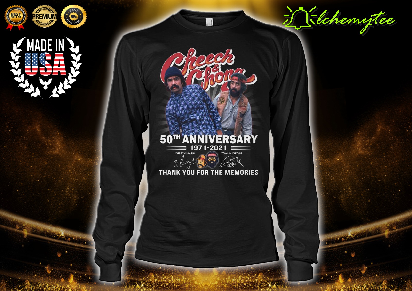 Cheech and Chong 50th Anniverasry 1971 2021 Thank You For The Memories Signature Shirt And Hoodie, V-Neck