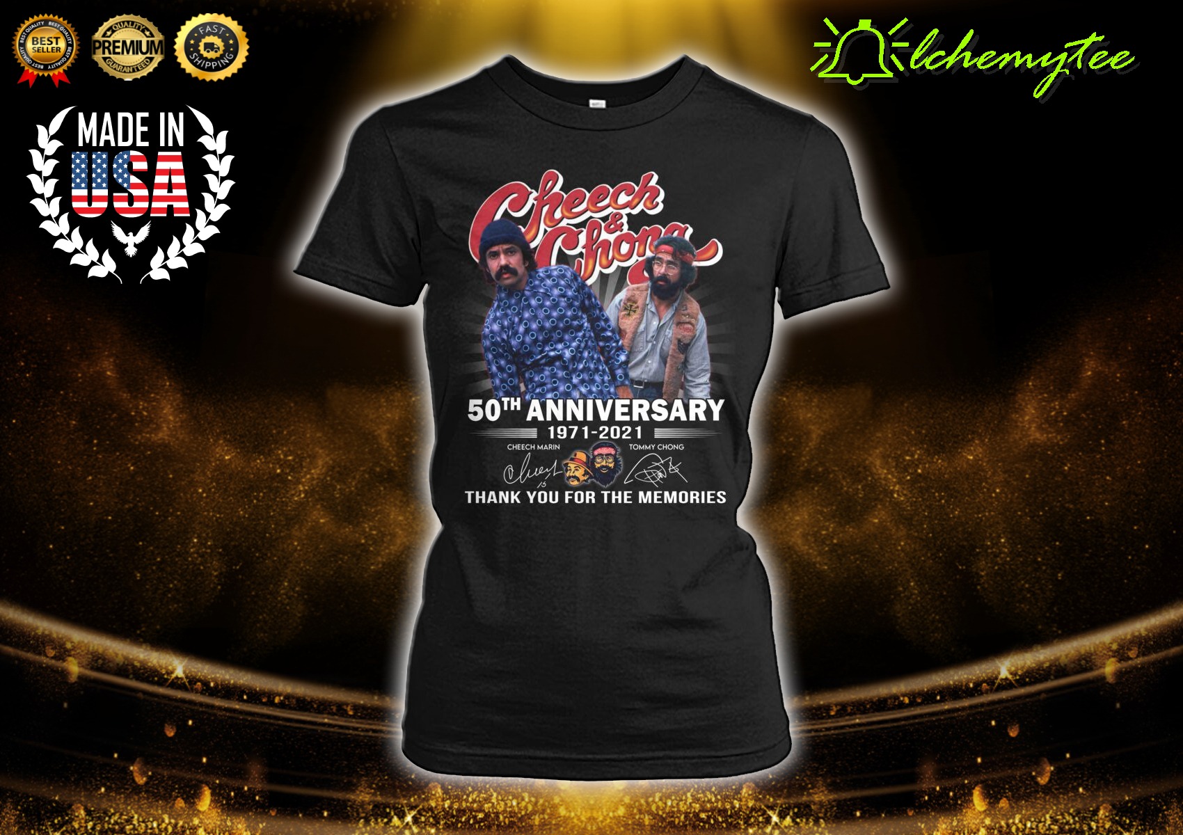 Cheech and Chong 50th Anniverasry 1971 2021 Thank You For The Memories Signature Shirt And Hoodie, V-Neck