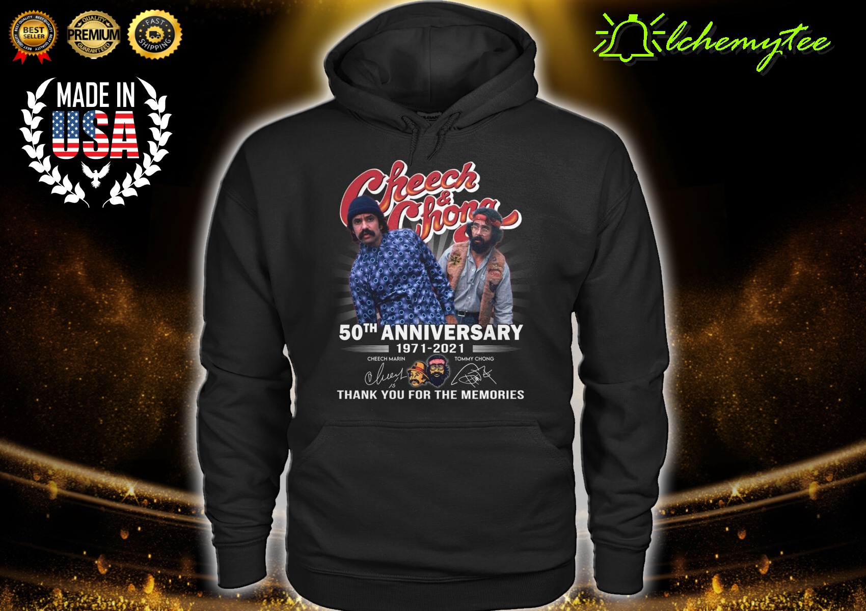 Cheech and Chong 50th Anniverasry 1971 2021 Thank You For The Memories Signature Shirt And Hoodie, V-Neck