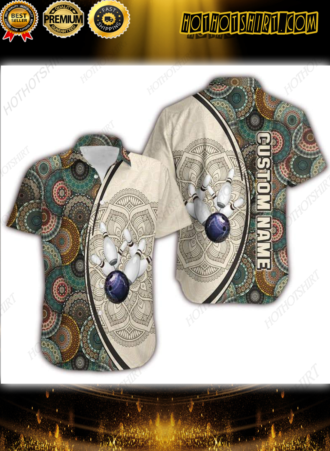 Custom Name Bowling Mandala Hawaiian Shirt 1