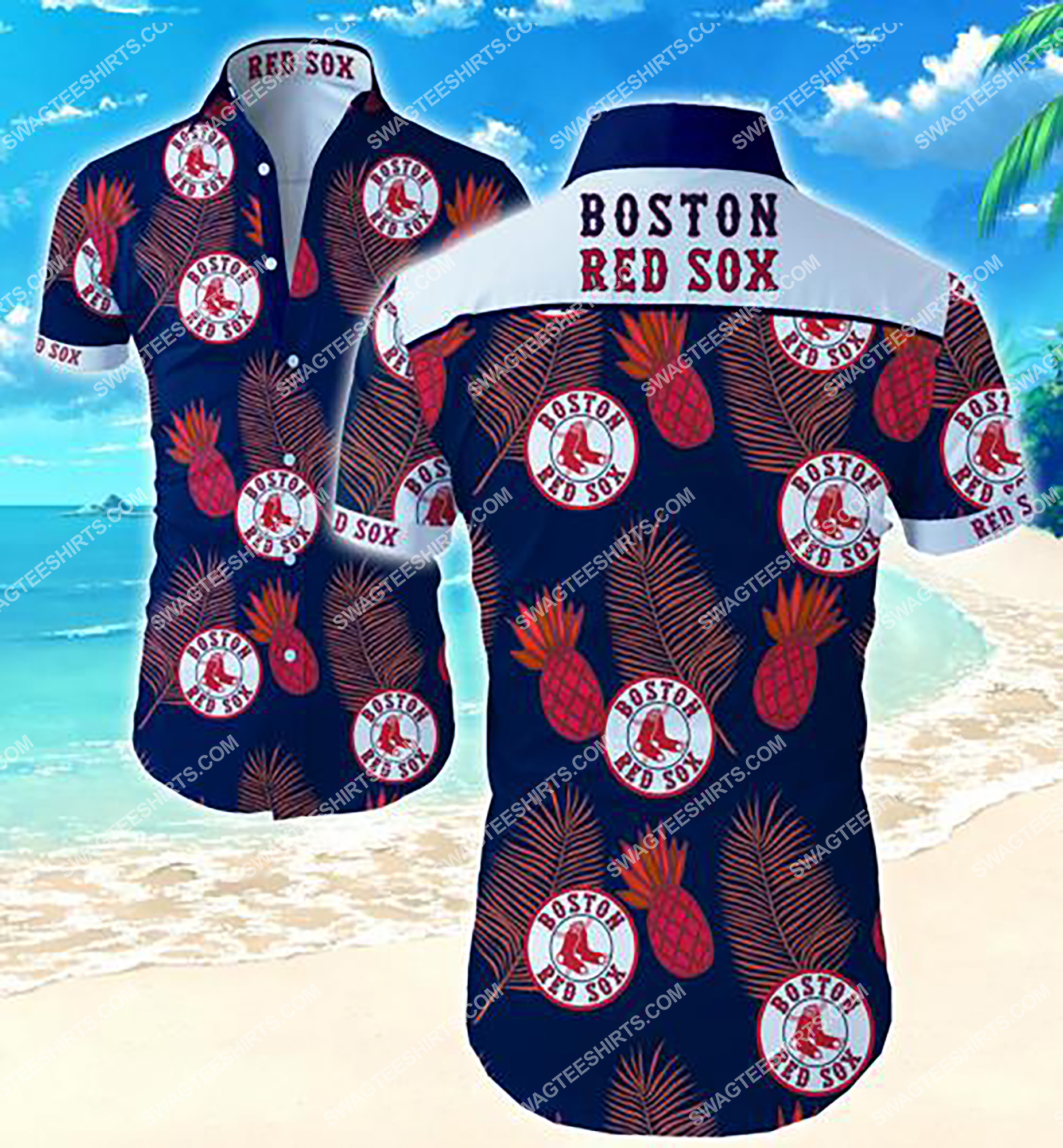 mlb boston red sox team tropical summer hawaiian shirt 2