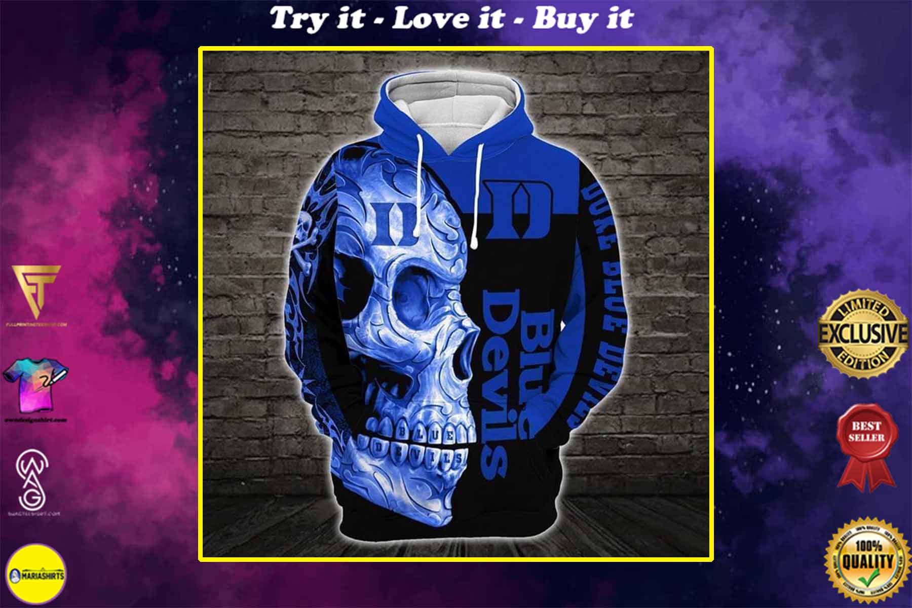 [highest selling] sugar skull duke blue devils mens basketball full over printed shirt - maria