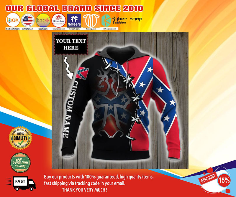 Deer Southern Confederate battle flag custom personalized name 3d over print hoodie