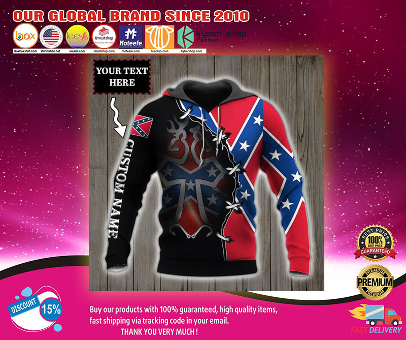 Deer Southern Confederate battle flag custom personalized name 3d over print hoodie2