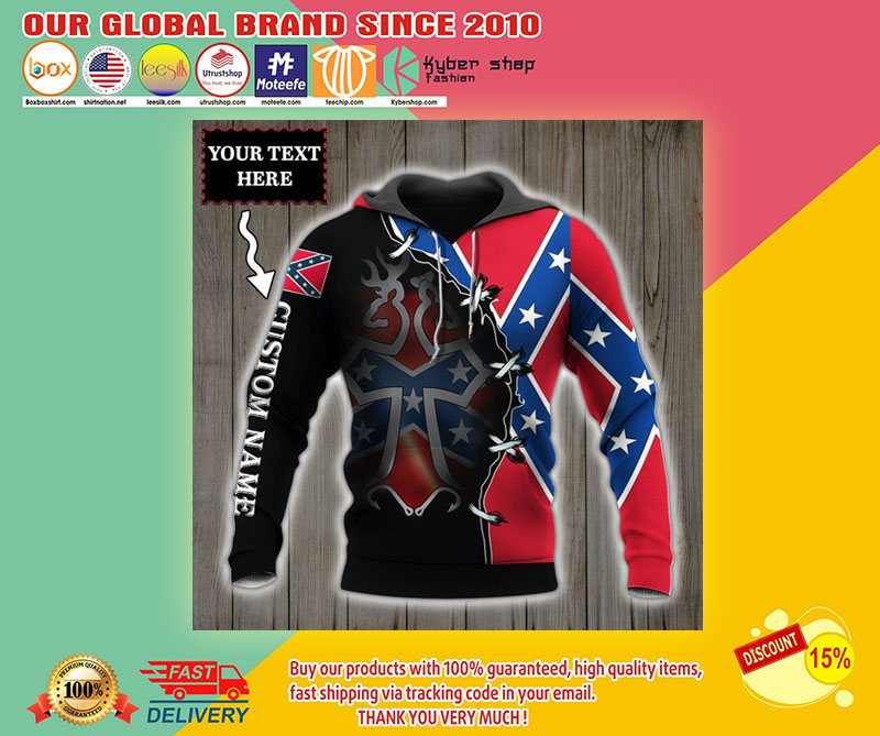 Deer Southern Confederate battle flag custom personalized name 3d over print hoodie3