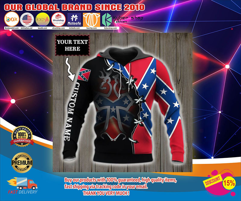 Deer Southern Confederate battle flag custom personalized name 3d over print hoodie4