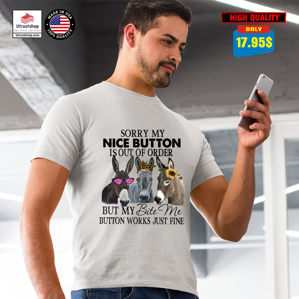 Donkey sorry my nice button is out of order but my bite me button works just fine shirt2