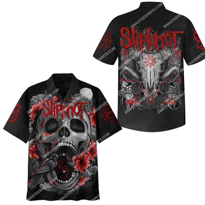 slipknot rock band rose and skull full printing hawaiian shirt 2 - Copy (2)(1)
