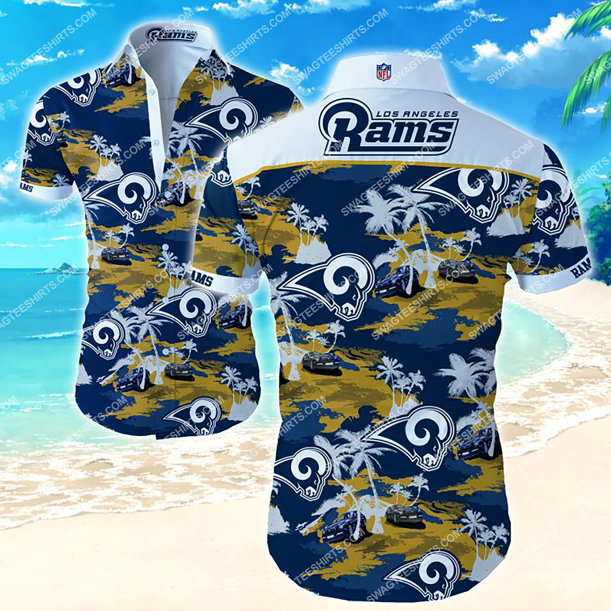 [highest selling] tropical los angeles rams all over print hawaiian shirt – maria