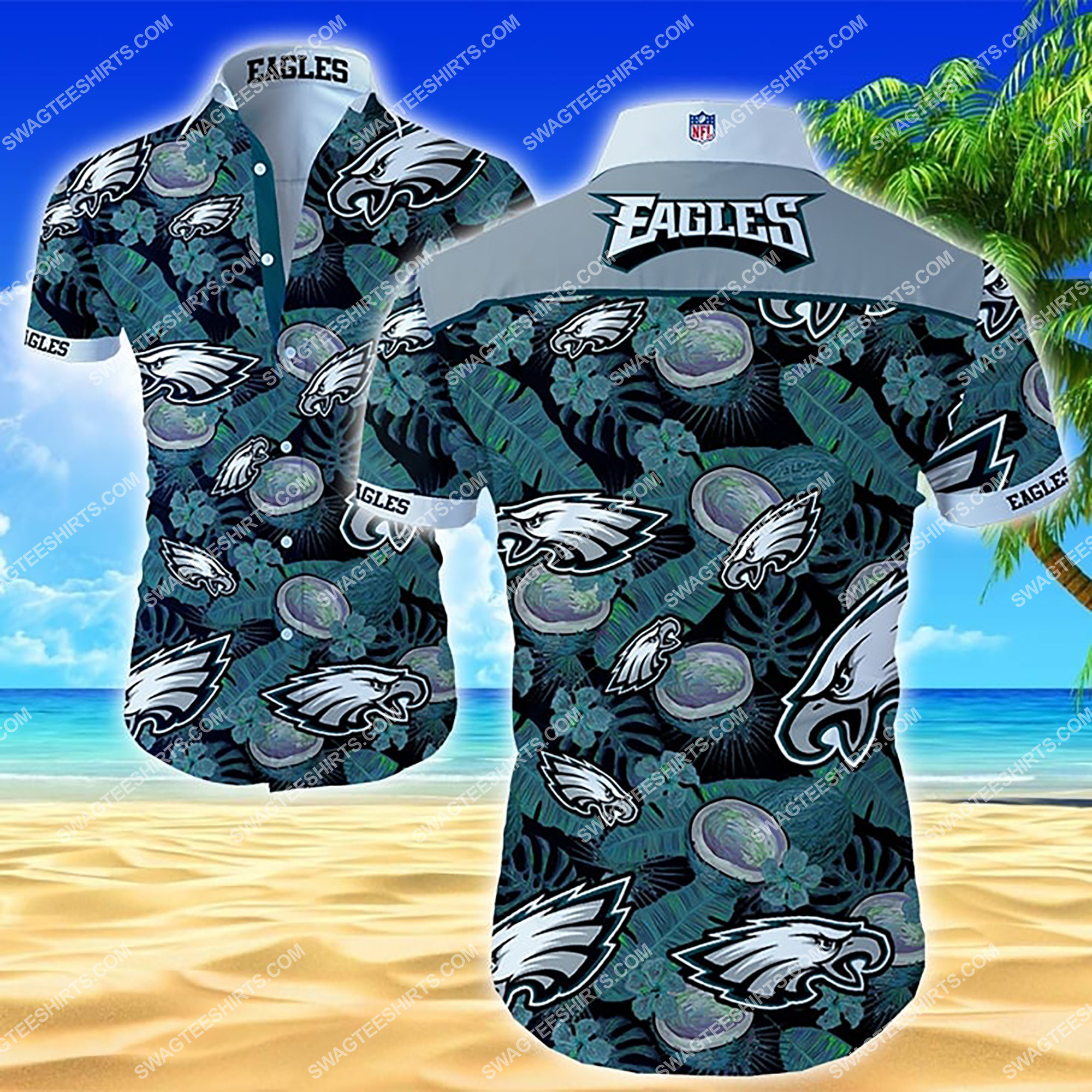 [highest selling] the philadelphia eagles football team tropical hawaiian shirt – maria