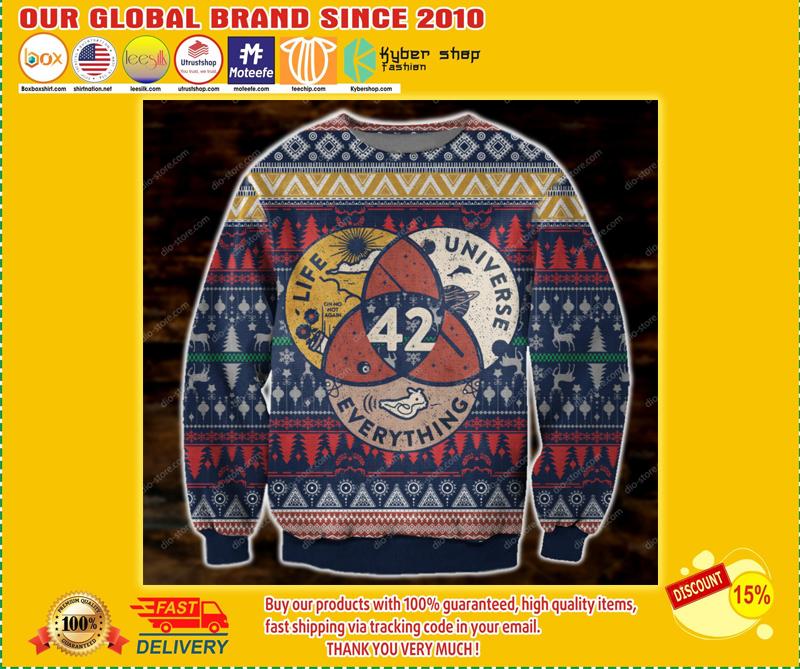 LIFE THE UNIVERSE AND EVERYTHING 42 UGLY CHRISTMAS SWEATER 1